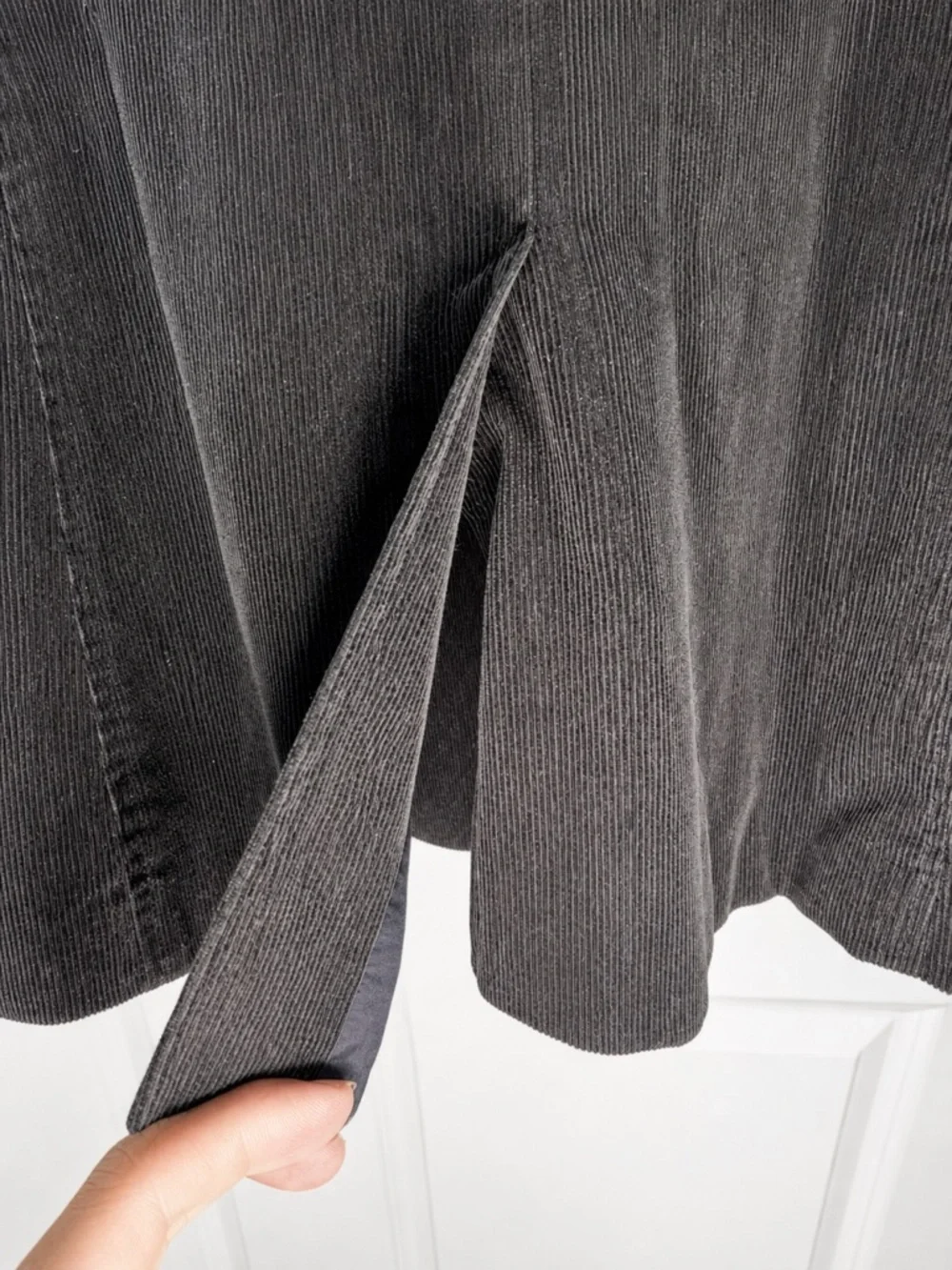 H&M Black Corduroy PeaCoat Double Breasted Longline Tailored Coat Size 12